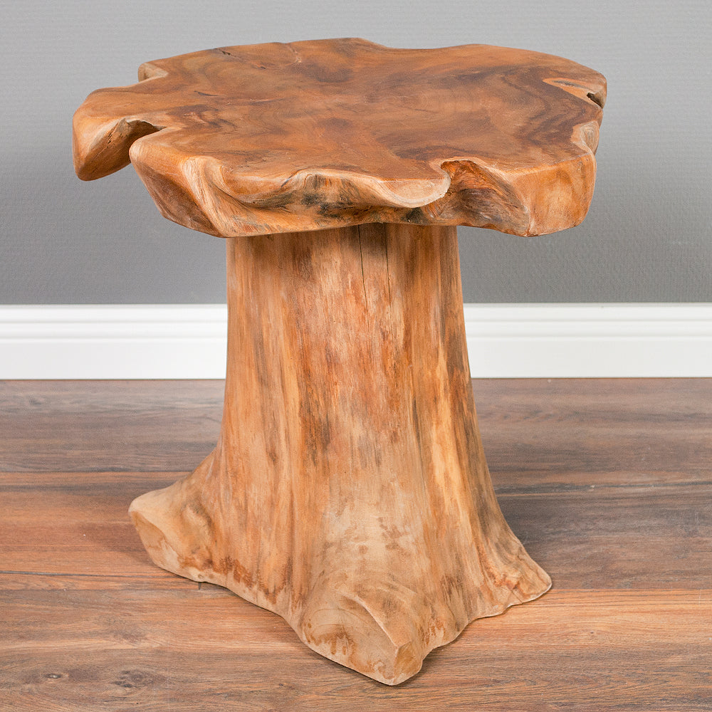 Massivholz Teak Beistelltisch MELAYA Natural ca.D 45cm Unikat