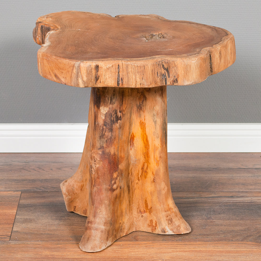 Massivholz Teak Beistelltisch MELAYA Natural ca.D 45cm Unikat