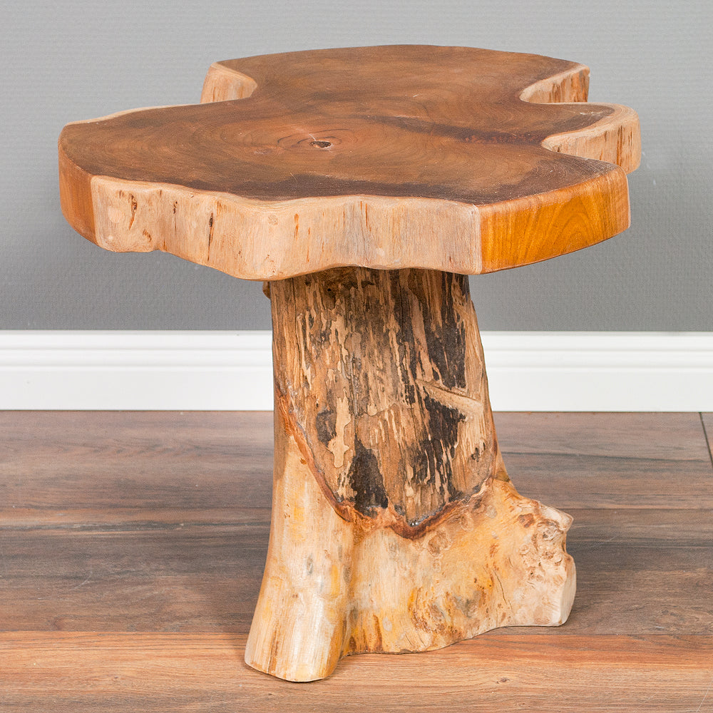 Massivholz Teak Beistelltisch MELAYA Natural ca.D 45cm Unikat