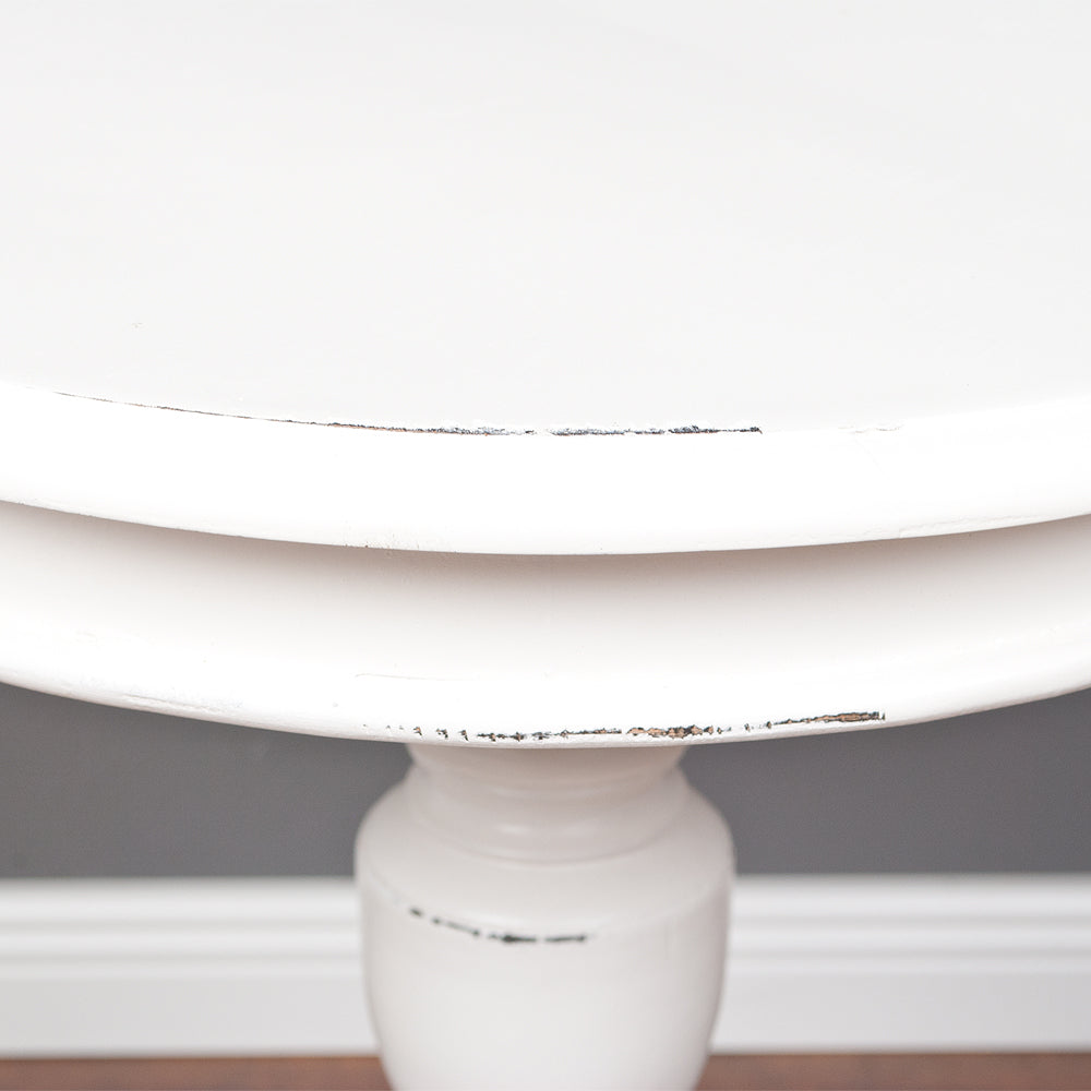 Romantischer Massivholz Beistelltisch TIGA D50cm weiß Landhaus