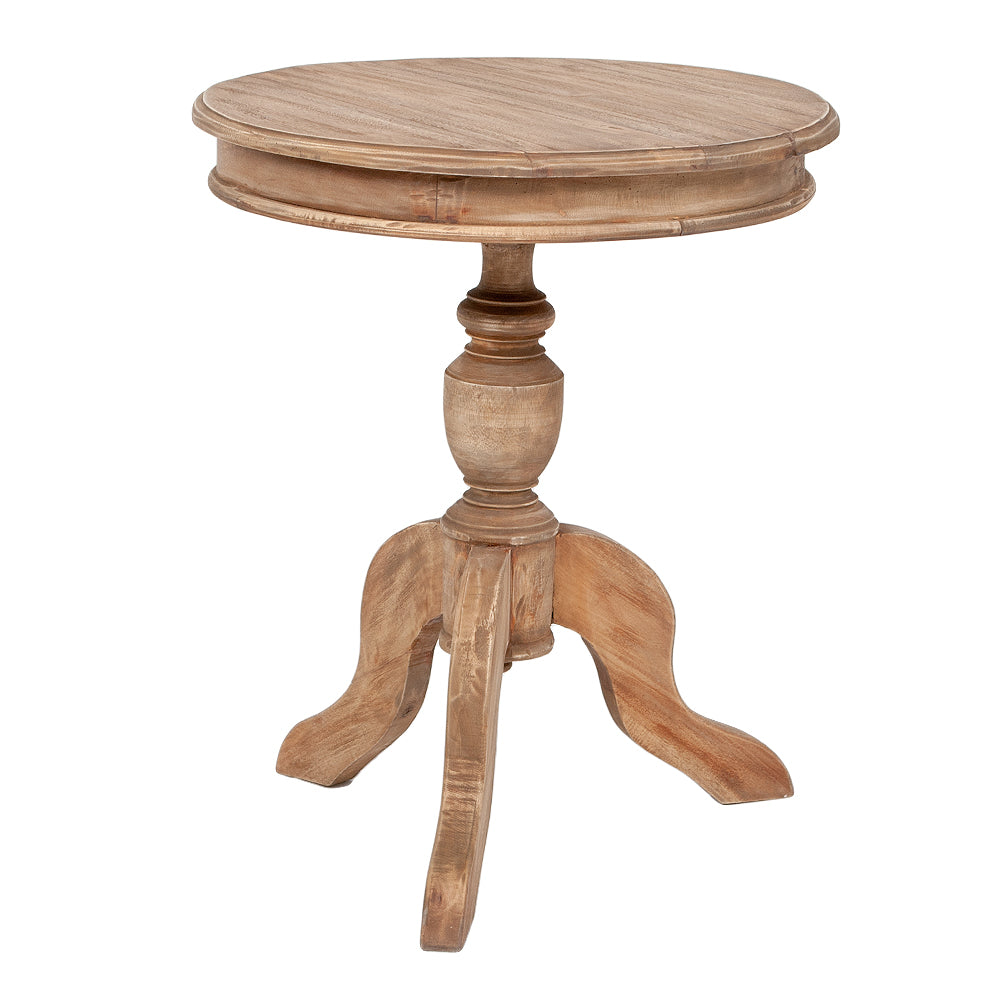 Romantischer Beistelltisch TIGA D50cm Antik-Natural Massivholz