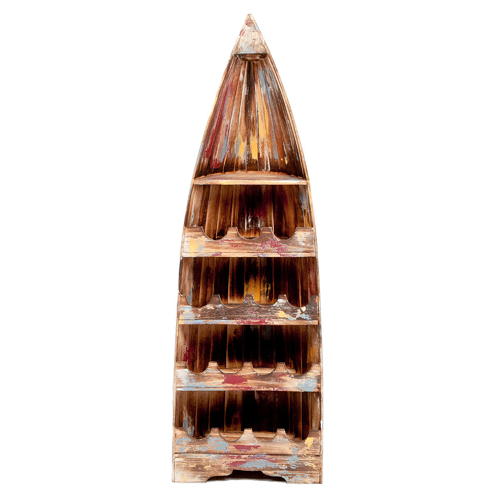 Massivholz Bootsregal Weinregal VINO 150cm Multi-Color