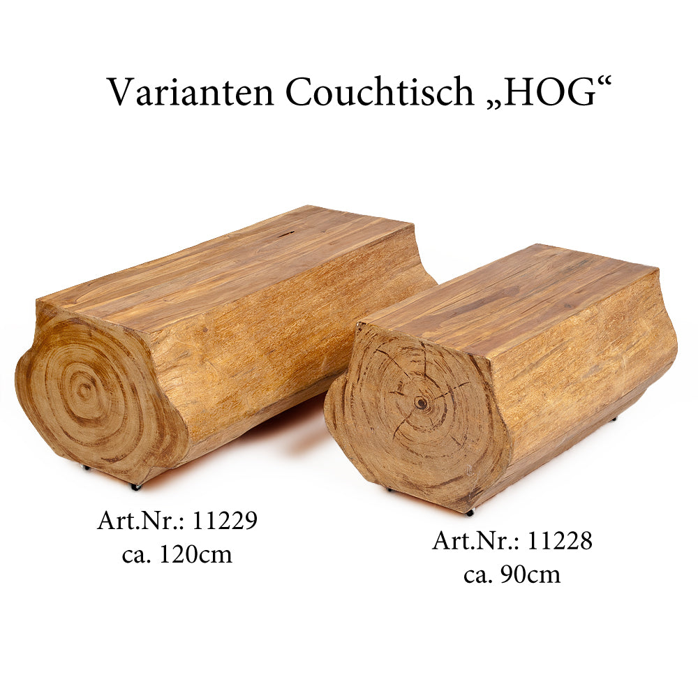 Individueller Couchtisch HOG 90cm Natural Teak Baumstamm