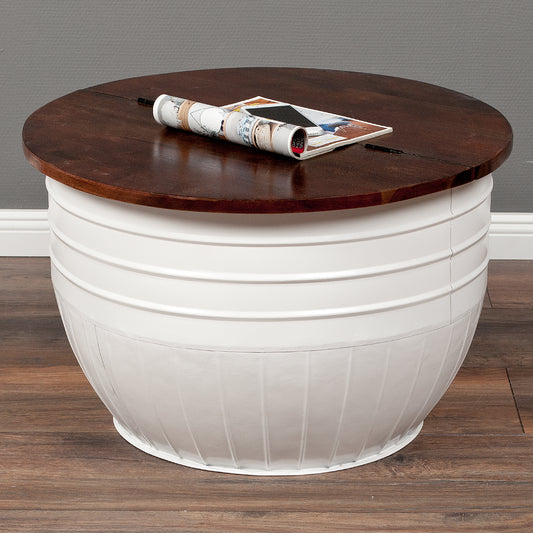 Couchtisch TAN Weiß Dark Brown-M ca. D60cm Akazie Beistelltisch