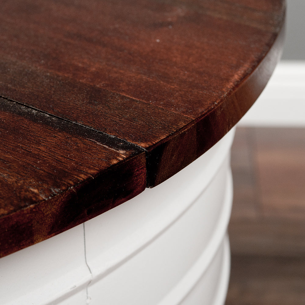 Couchtisch TAN Weiß Dark Brown-M ca. D60cm Akazie Beistelltisch
