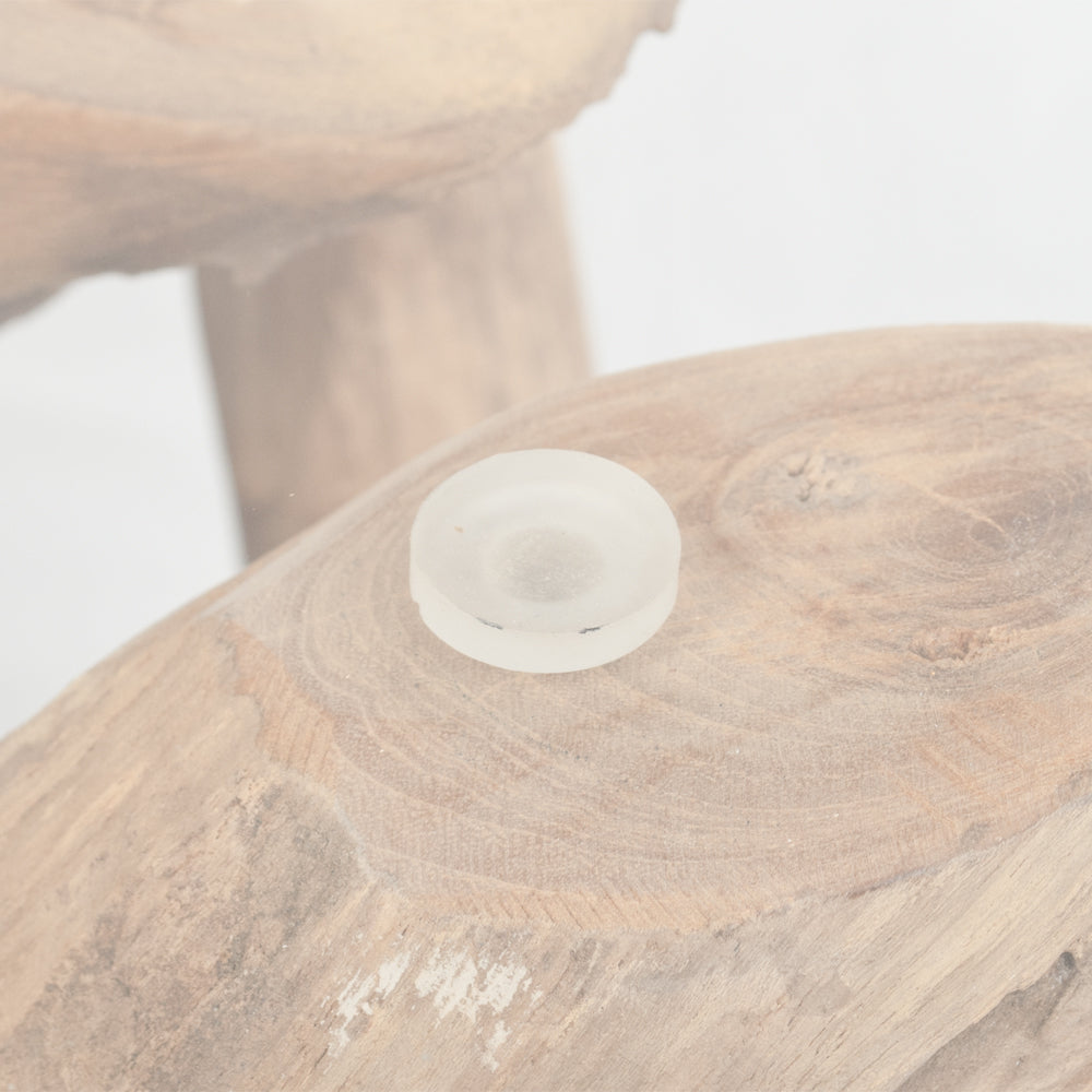 Individueller Couchtisch TORA Teakholz runde Glasplatte 60cm