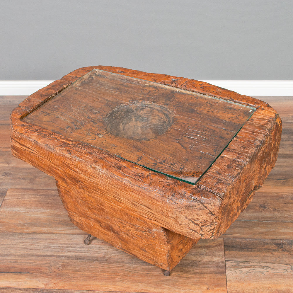 Couchtisch ANTIQUE aus altem Reisstampfgefäß