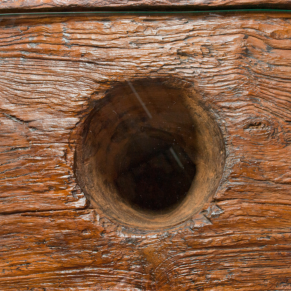 Couchtisch ANTIQUE aus altem Reisstampfgefäß
