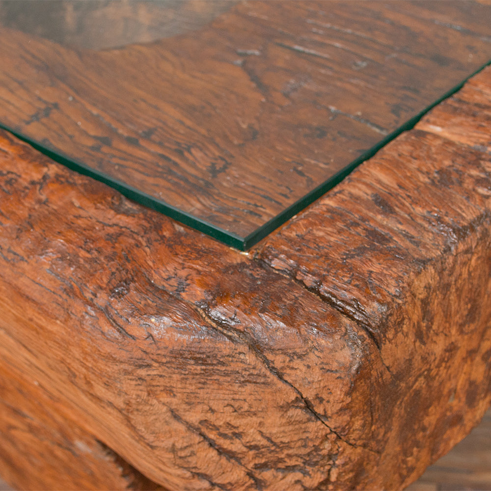 Couchtisch ANTIQUE aus altem Reisstampfgefäß