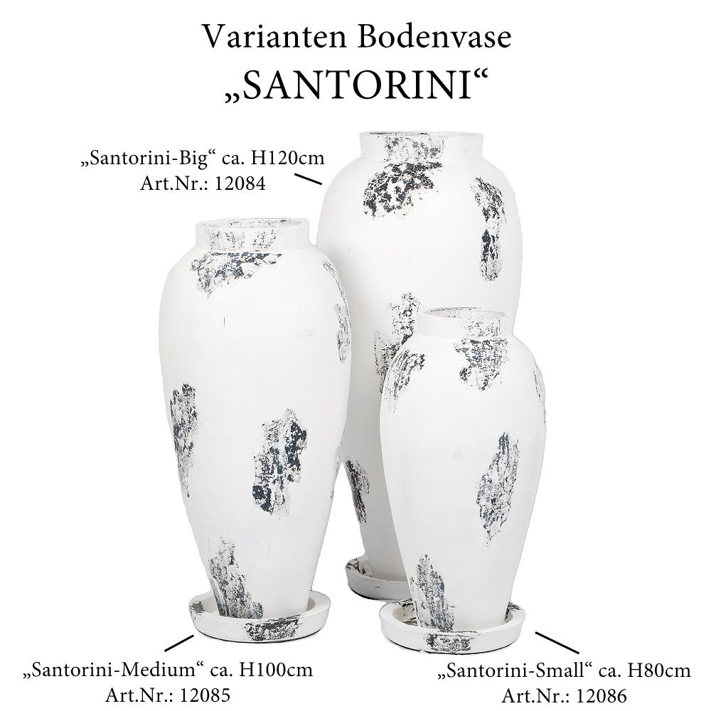 Deko-Bodenvase SANTORINI-BIG ca. H120cm Antik-Weiß Terracotta
