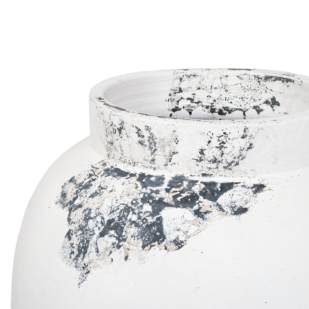 Deko-Bodenvase SANTORINI-SMALL ca. H80cm Antik-Weiß Terracotta