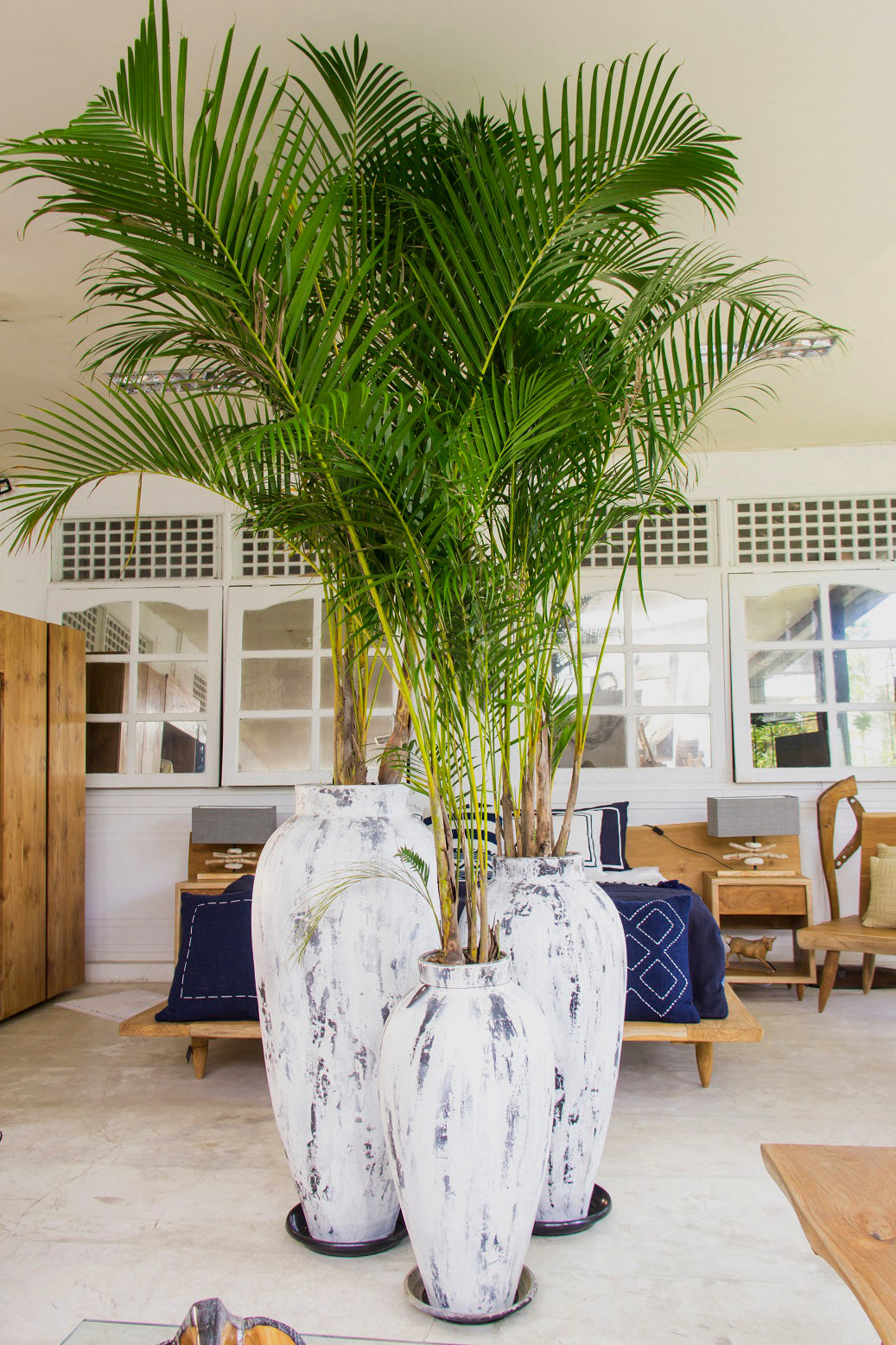 Deko-Bodenvase SANTORINI-SMALL ca. H80cm Antik-Weiß Terracotta