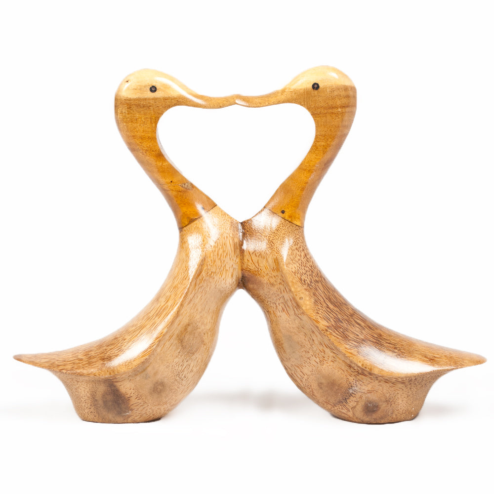 Deko-Figur DUCK LOVE 35cm Bambus / Teak Natural Holz Handarbeit