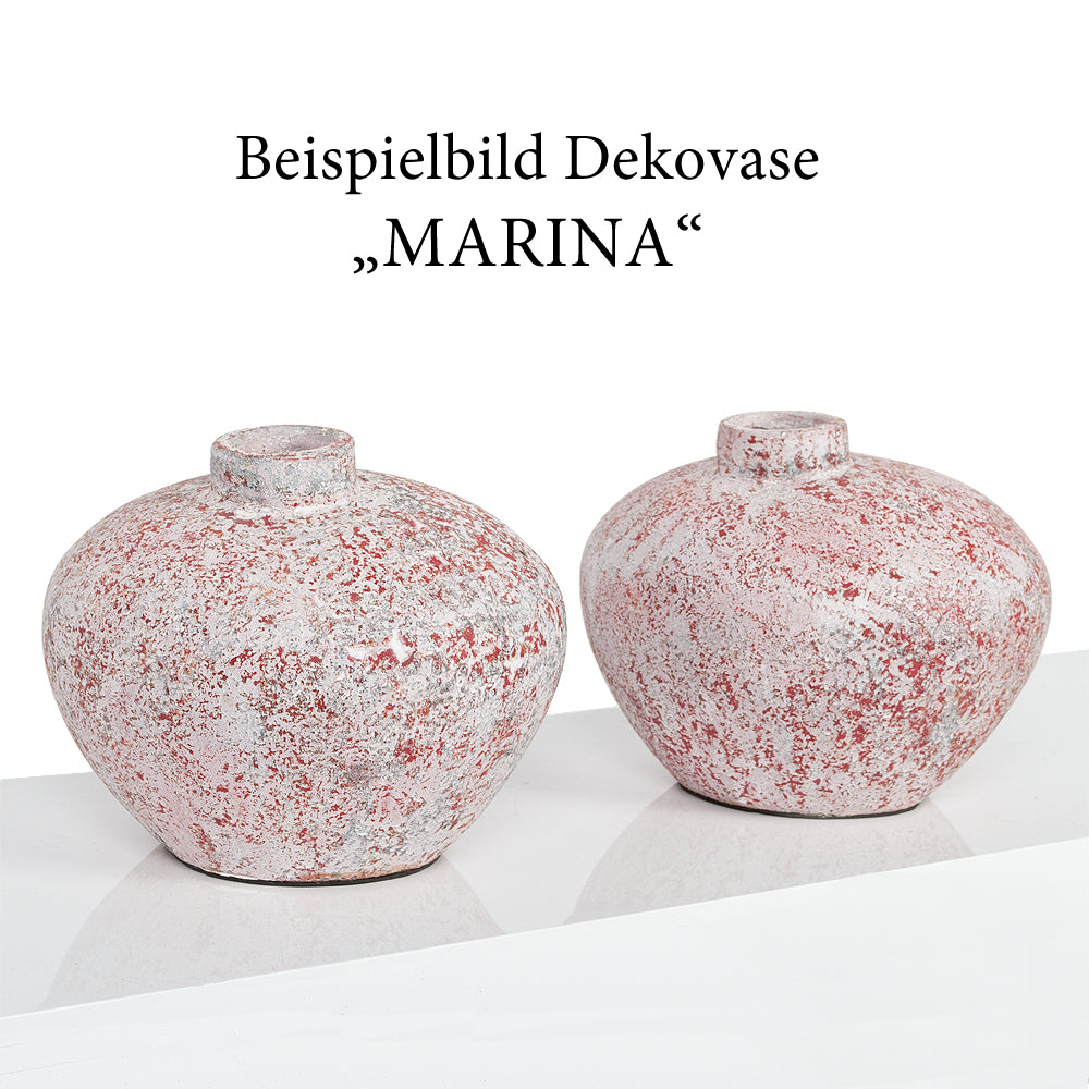 Deko-Vase MARINA Antik-Weiß-Rot ca. H19cm