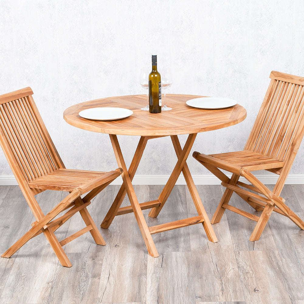 Teak Gartentisch KURSI klappbar ca. D100cm Esstisch
