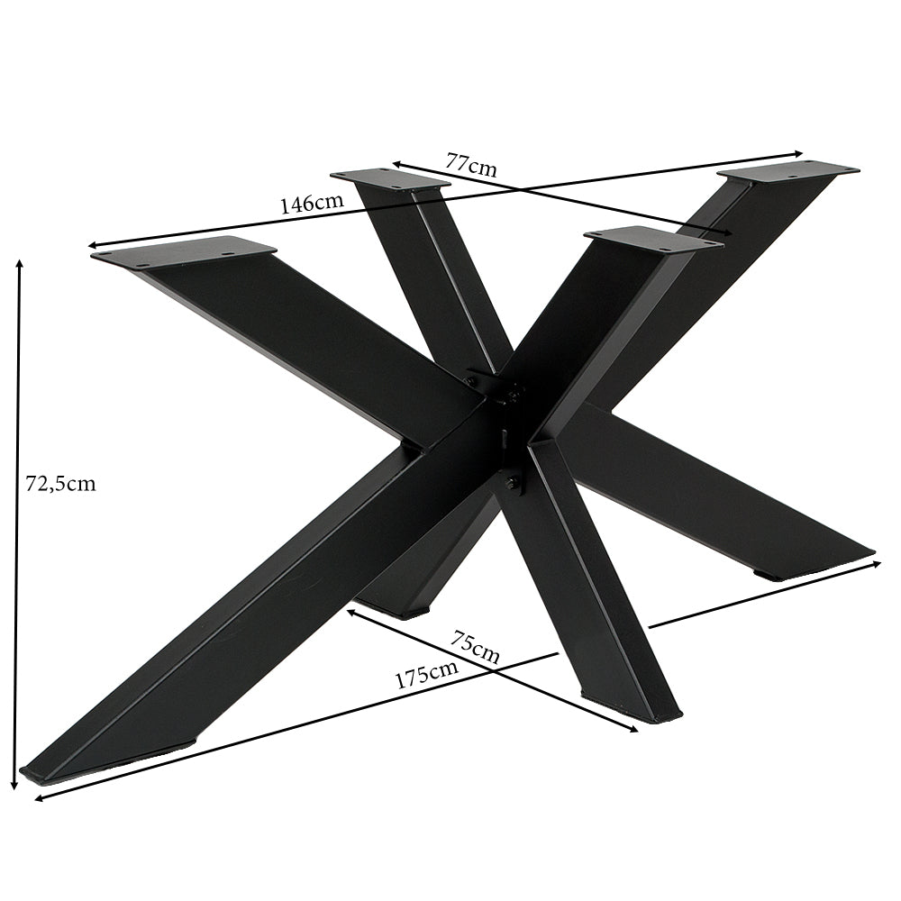 Esstischgestell MIKADO ca. L175cm Schwarz Stahl (pulverbeschichtet)