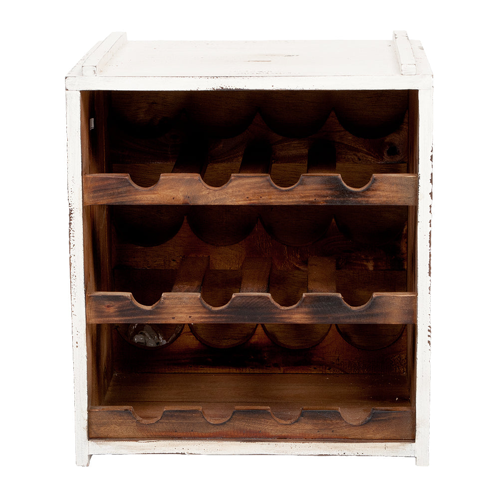 Flaschenbox SURAT Antique White ca. H40cm Mahagoni Shabby Weinregal