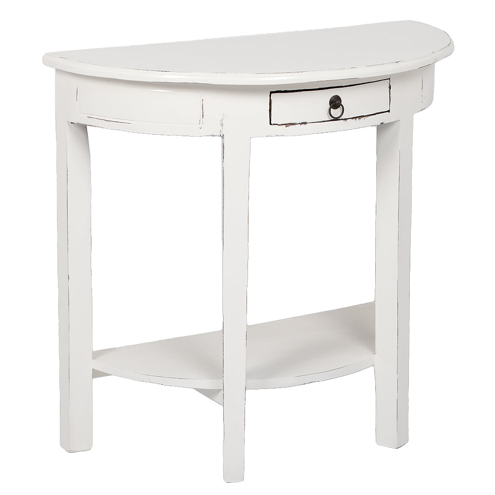 Halbrunde Konsole NIEKE 80cm Antik-Weiß Massivholz