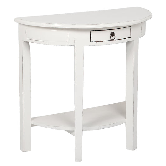 Halbrunde Konsole NIEKE 80cm Antik-Weiß Massivholz