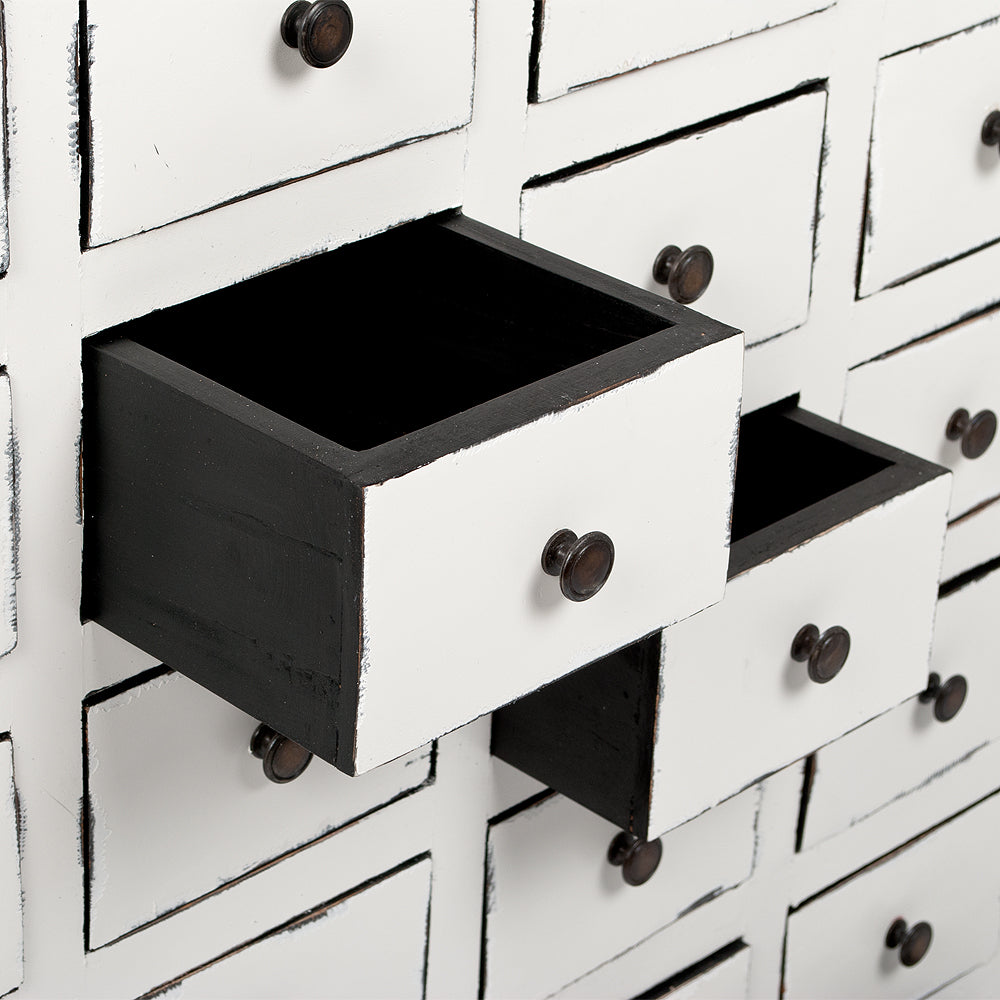 Kommode MALTA Mahagoni Antik-Weiß Apothekerschrank
