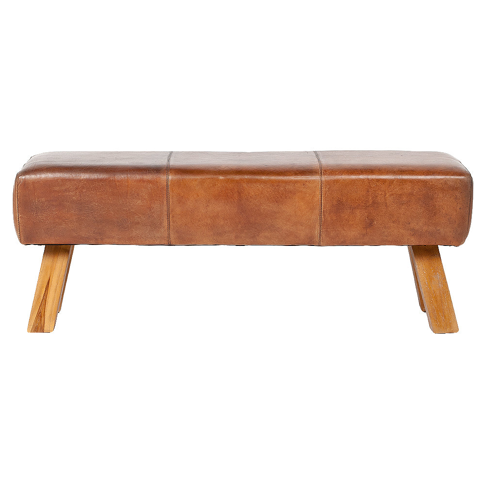 Leder Bank MAXI-L Cognac ca. L120cm Teak