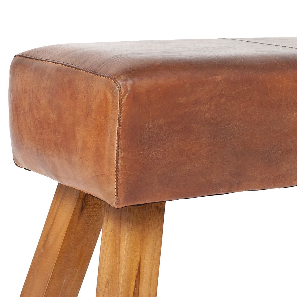 Leder Bank MAXI-L Cognac ca. L120cm Teak