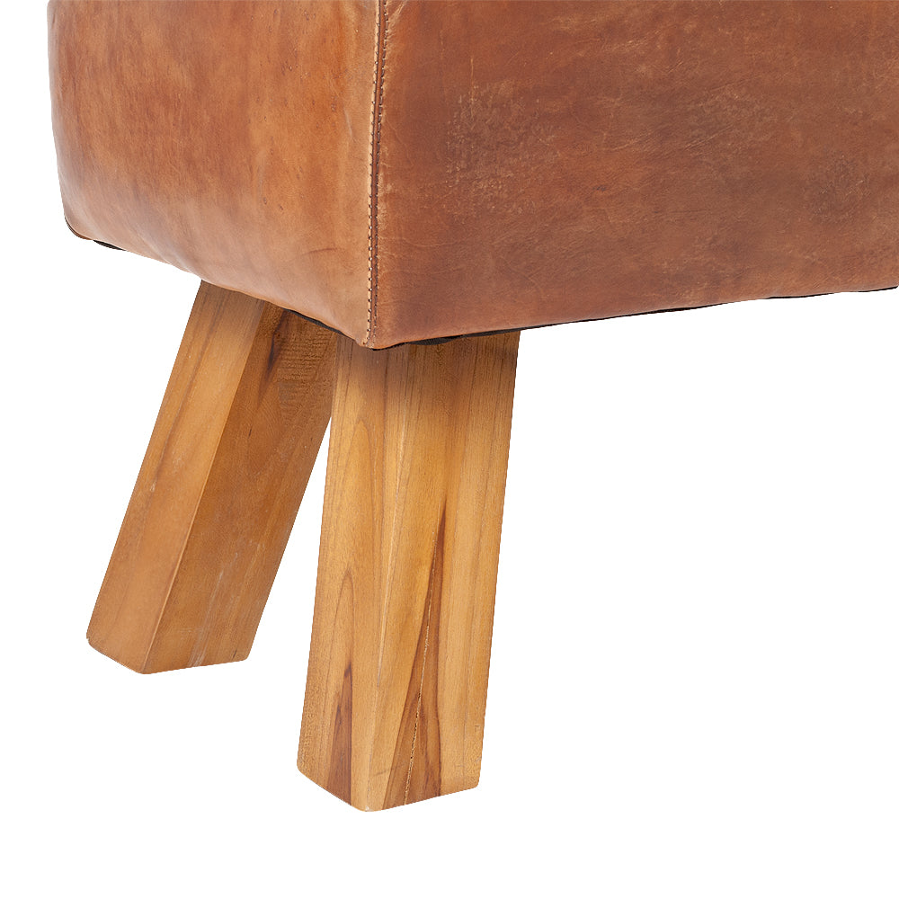 Leder Bank MAXI-L Cognac ca. L120cm Teak
