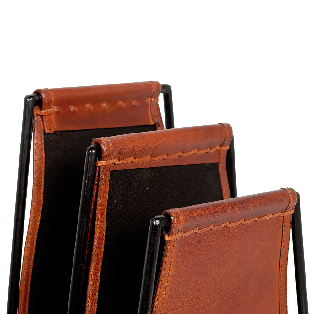 Leder Zeitungsständer AMBA Cognac