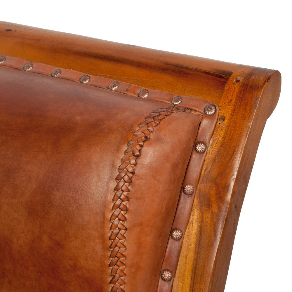 Ledersessel BAHIA Teak Brown mit Hocker