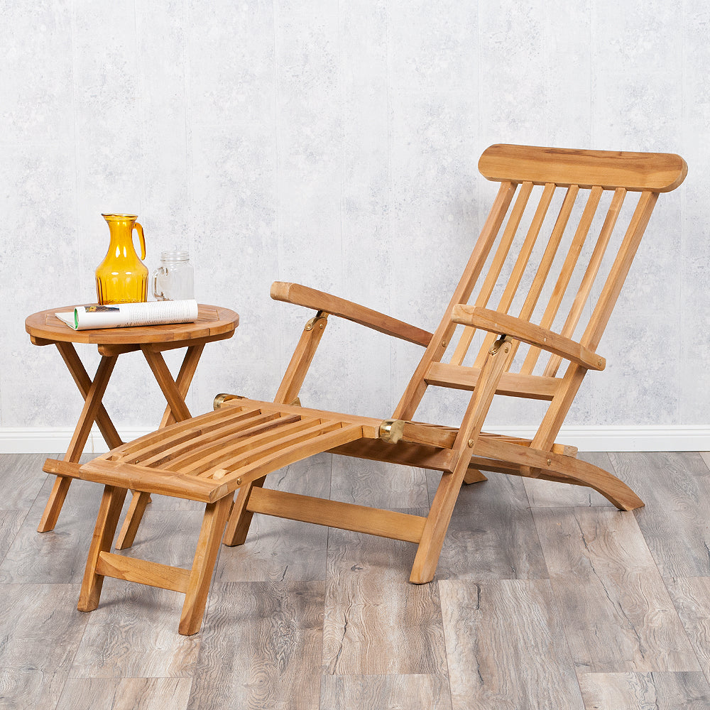 Teak Liegestuhl KURSI Teak Sonnenliege Deckchair