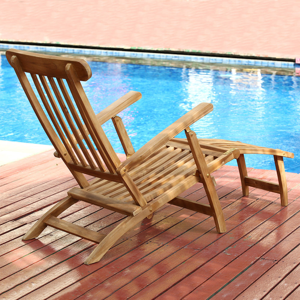 Teak Liegestuhl KURSI Teak Sonnenliege Deckchair