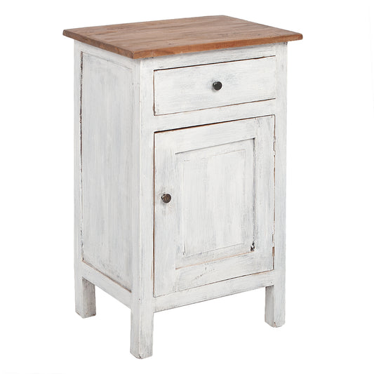 Massivholz Kommode INDO-NEW 80cm White-Brown Mahagony Nachttisch