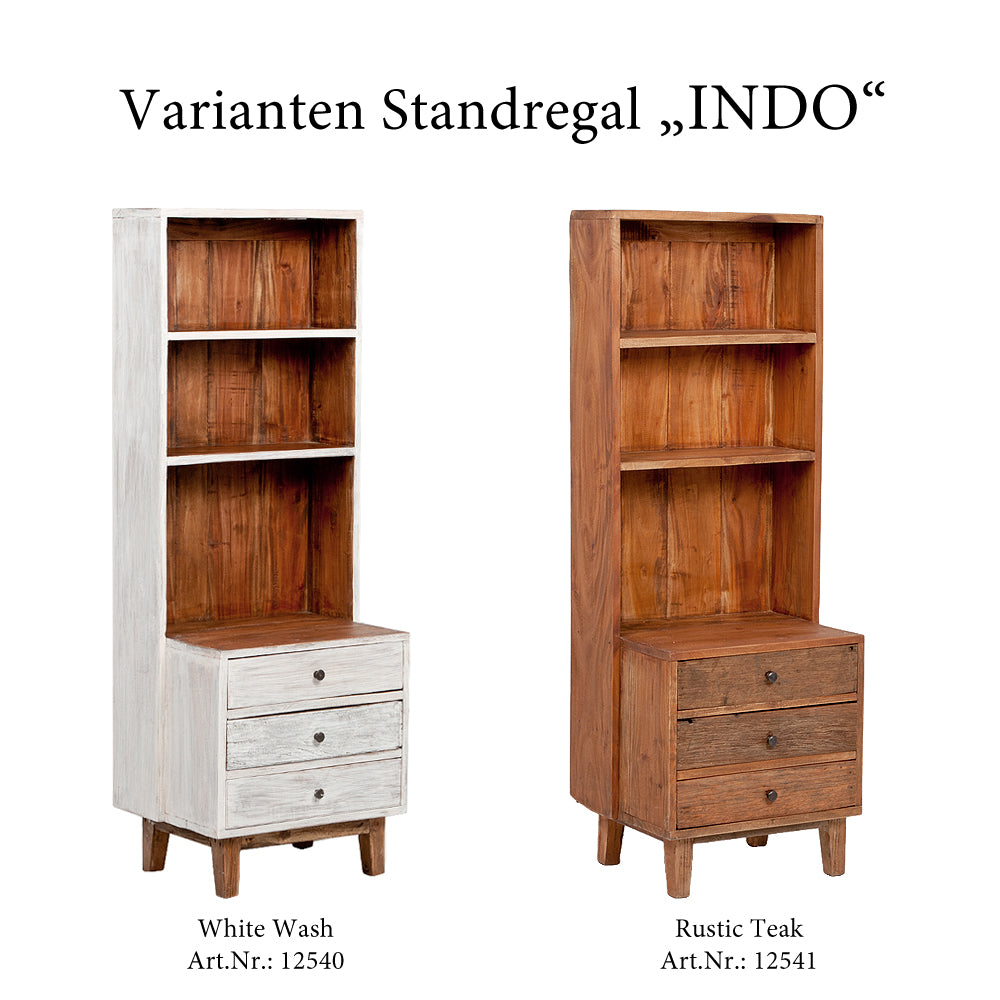 Massivholz Standregal INDO Rustic-Brown 150cm Mahagoni