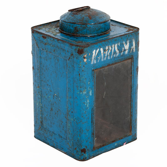 Metall Laterne CRACK ca. H40cm Antik-Blau