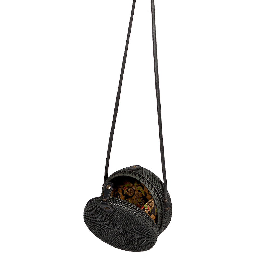 Rattan Handtasche TONDO ca. D20cm Black