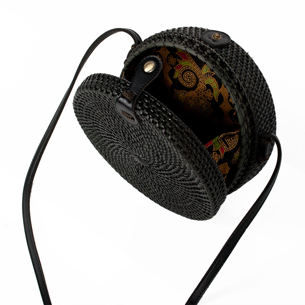Rattan Handtasche TONDO ca. D20cm Black