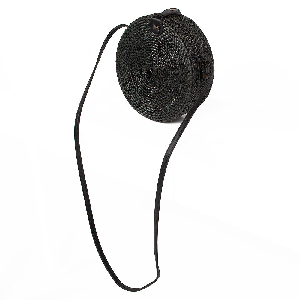 Rattan Handtasche TONDO ca. D20cm Black