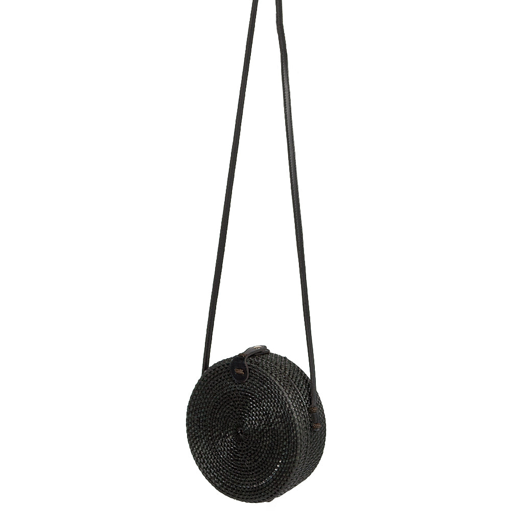 Rattan Handtasche TONDO ca. D20cm Black