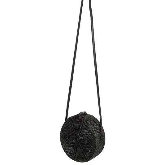 Rattan Handtasche TONDO ca. D20cm Black