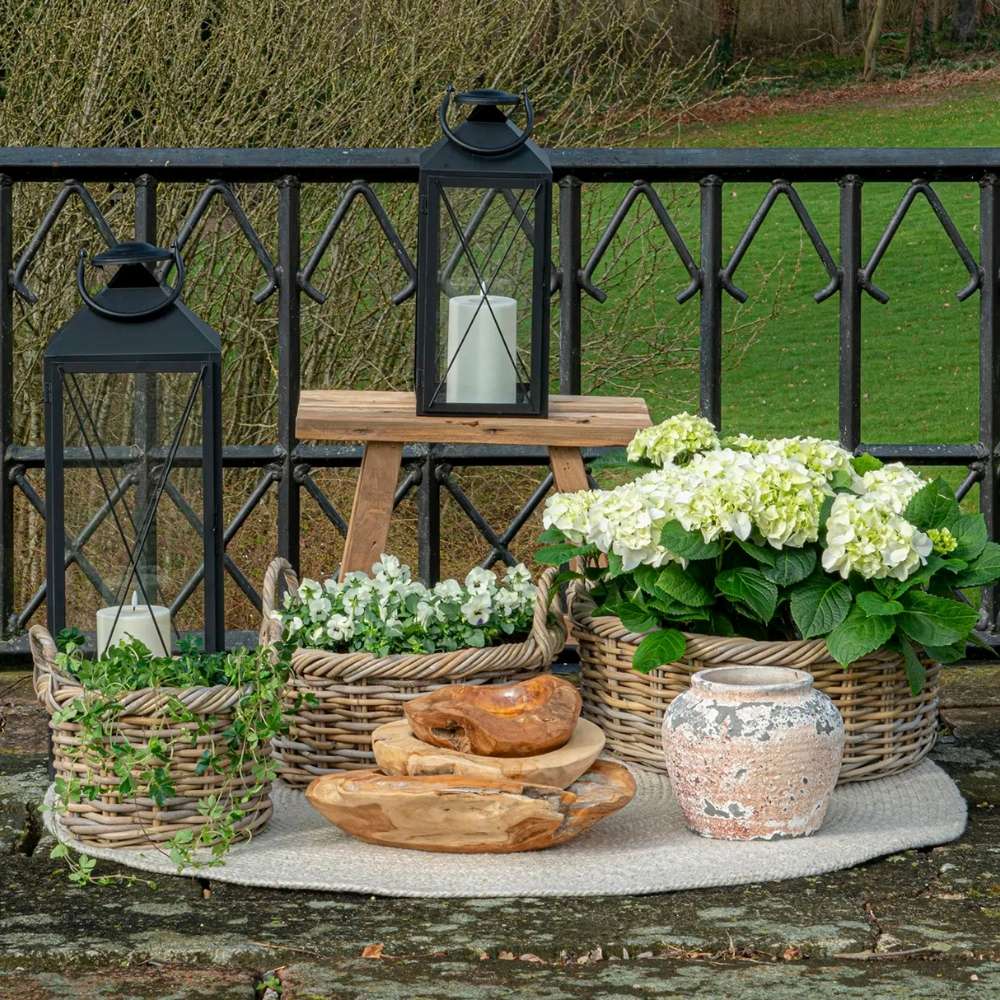 Natur Rattankorb NORDERNEY Kubu Grey ca.40cm Pflanzkorb Griffe – LebensWohnArt