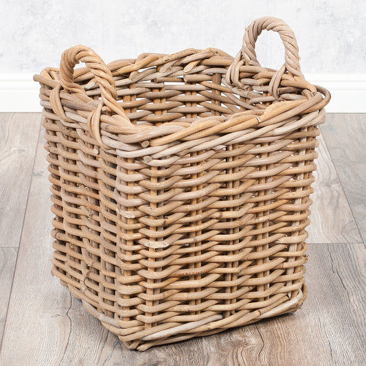 Rattankorb BAKUL eckig Grey 30x30cm mit Griffen
