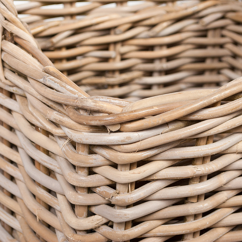 Rattankorb BAKUL eckig Grey 50x50cm mit Griffen