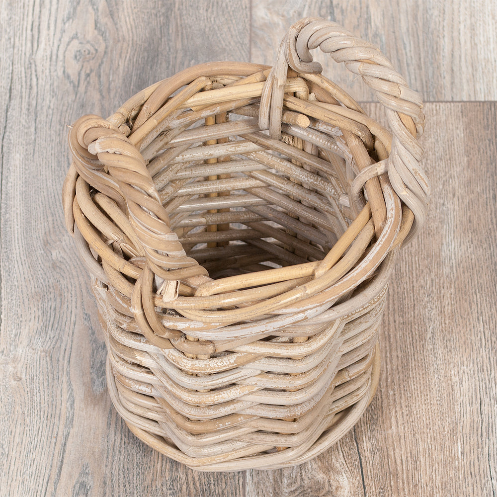 2er Set Natur-Rattankorb BAKUL rund Grey ca. 20cm