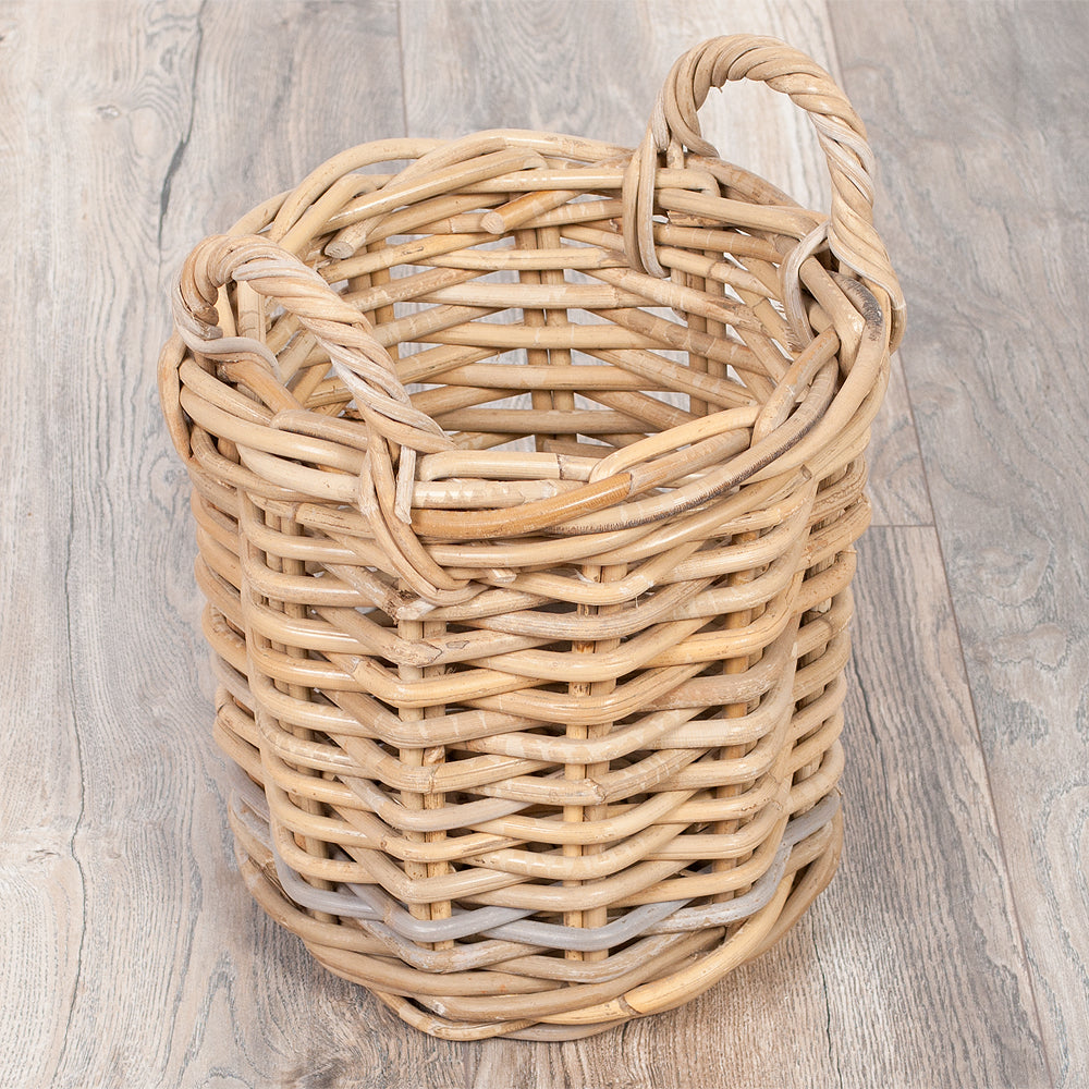 Natur Rattankorb BAKUL rund Grey 30cm Pflanzkorb Inlay Griffe