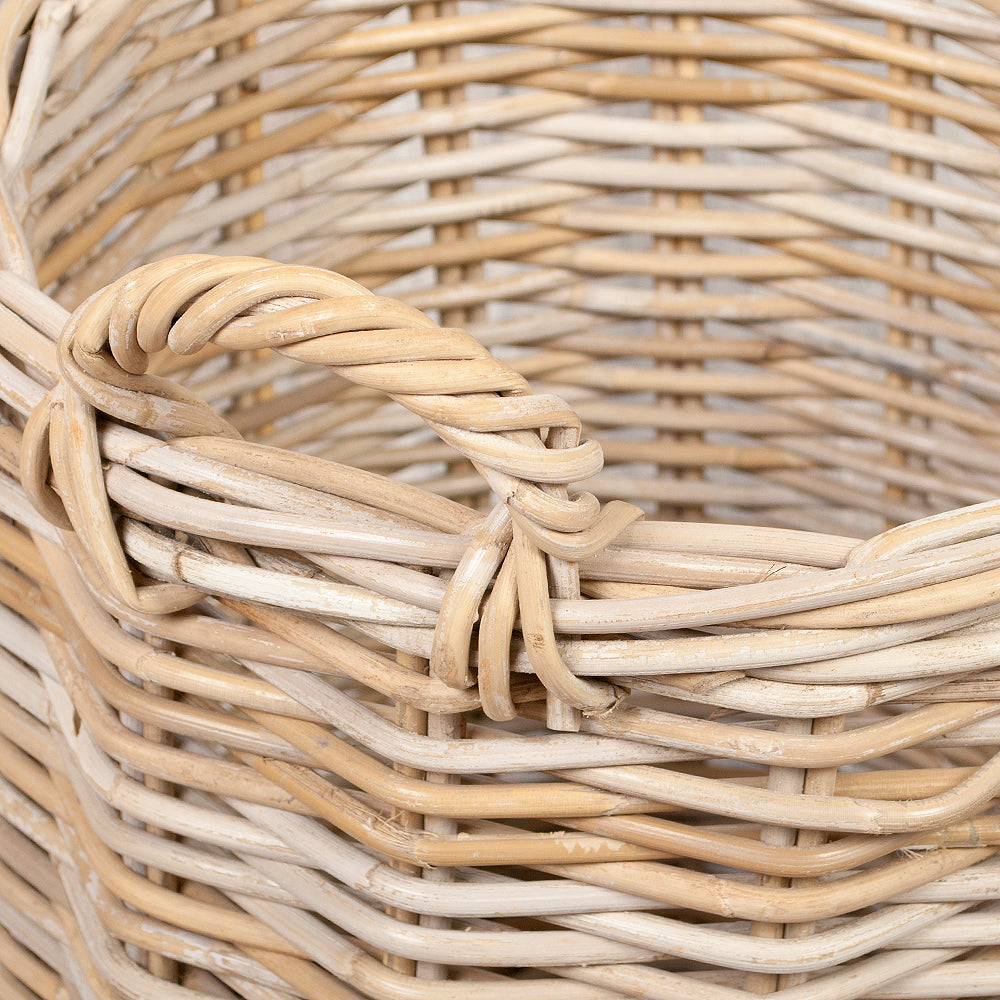 Natur Rattankorb BAKUL rund Grey 30cm Pflanzkorb Inlay Griffe