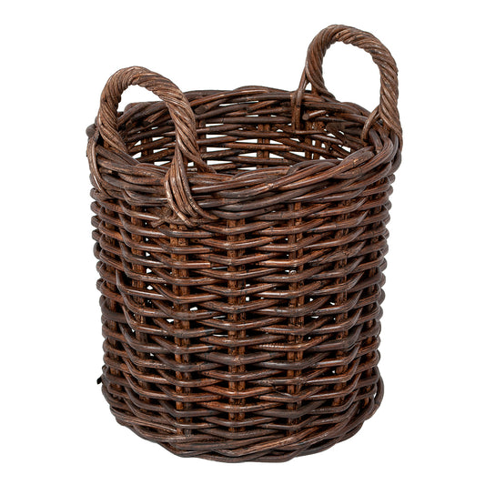 Rattankorb BAKUL rund Natural Brown ca. D30cm mit Griffen