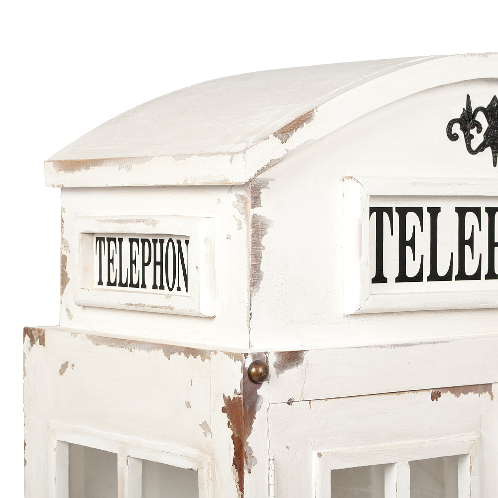 Vitrine Regal LONDON 2-türig Antik Weiß Telefonzelle