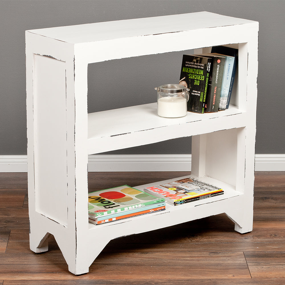 Massivholz Regal REOL 75cm Antik-Weiß Mahagoni