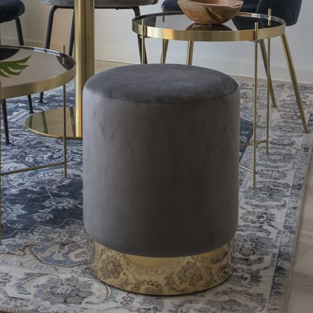 Eleganter Hocker CHANTAL 43cm grau Samt