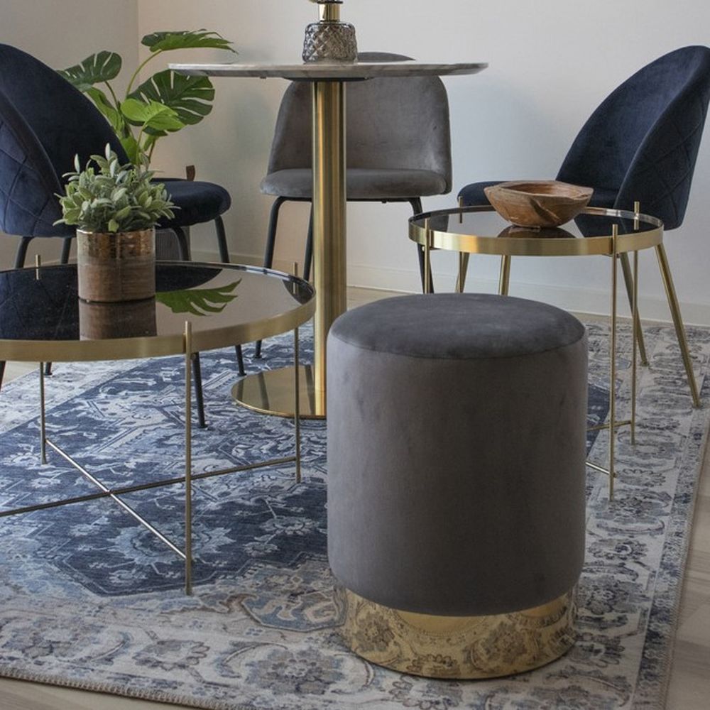 Eleganter Hocker CHANTAL 43cm grau Samt